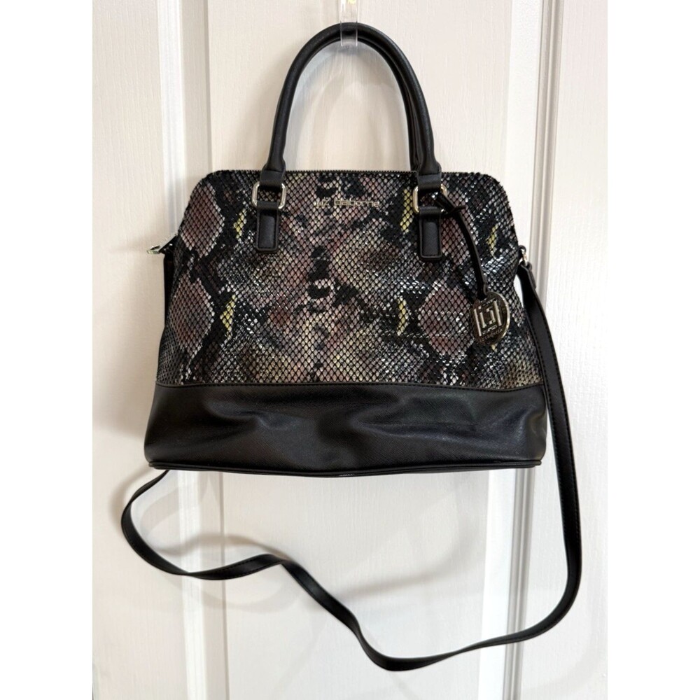 Liz Claiborne Snakeskin Print Shoulder Bag Crossbody PU Purse Colorful Animal